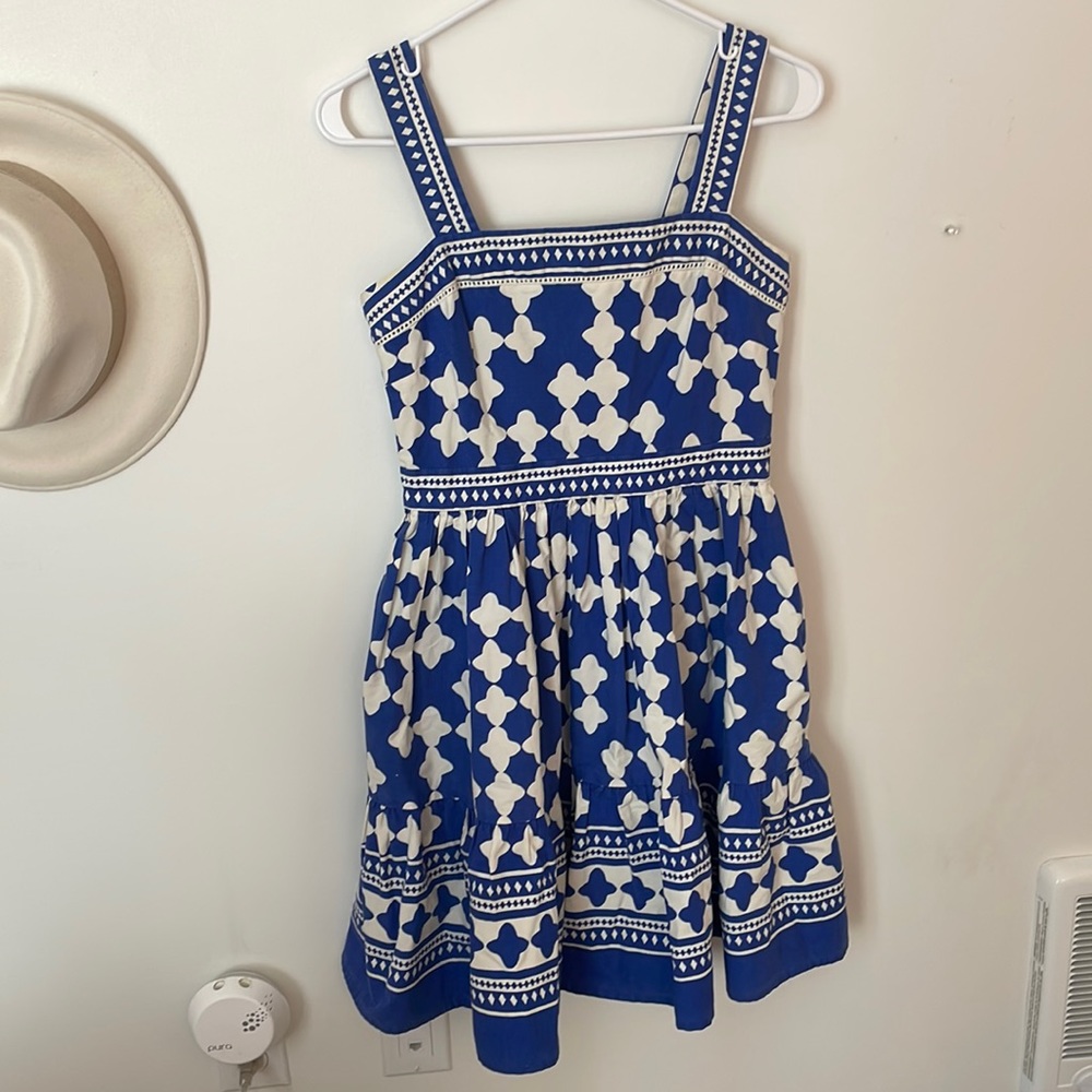 Kate Spade blue lantern poplin flounce dress